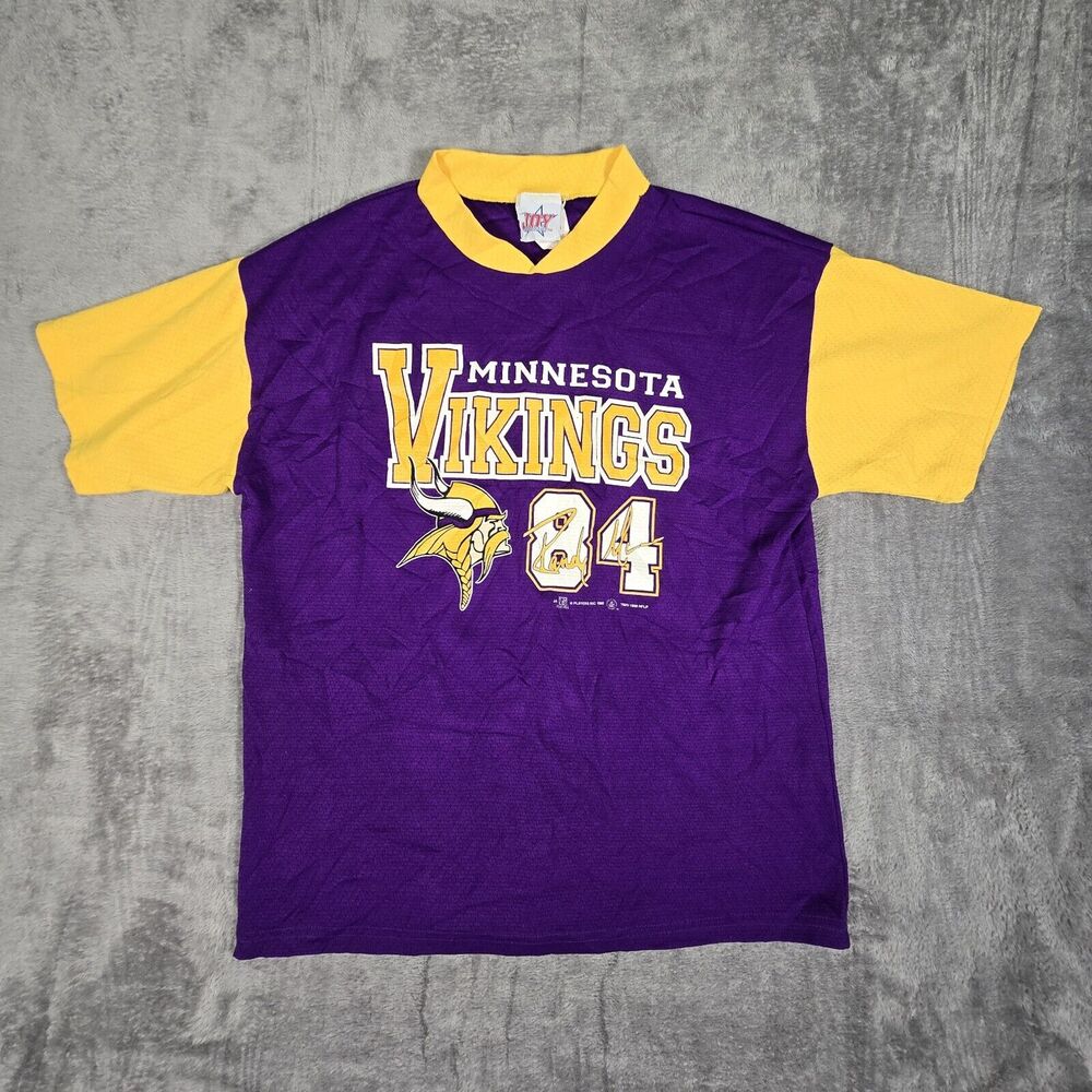 Vintage Women's Medium MINNESOTA VIKINGS RANDY MOSS PURPLE Jersey Shirt Pls Read